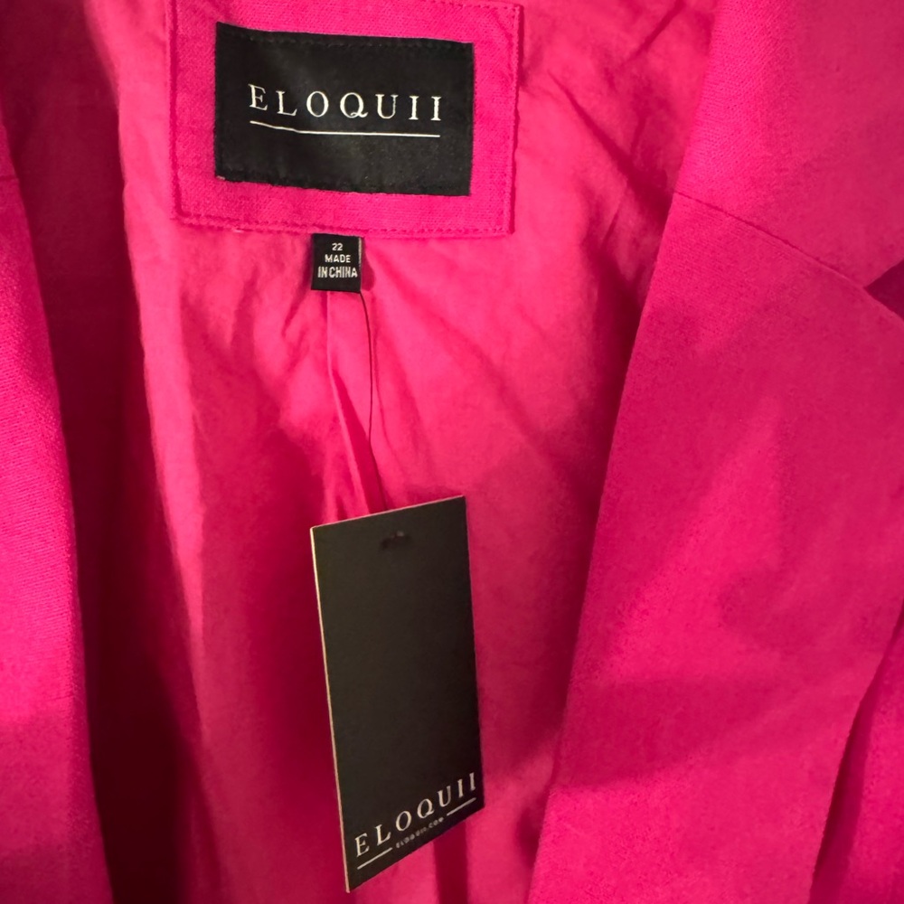 Eloquii Vibrant Pink Belted Blazer & Pantsuit - Picture 5 of 7